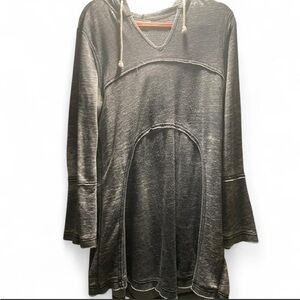 Gray Hooded Tunic with Drawstring